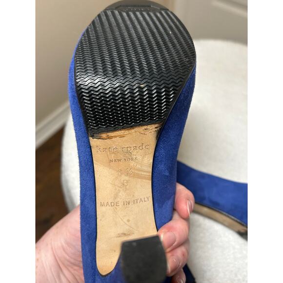 Kate Spade Blue Suede Platform Closed Toe Stiletto Heels - Picture 11 of 11